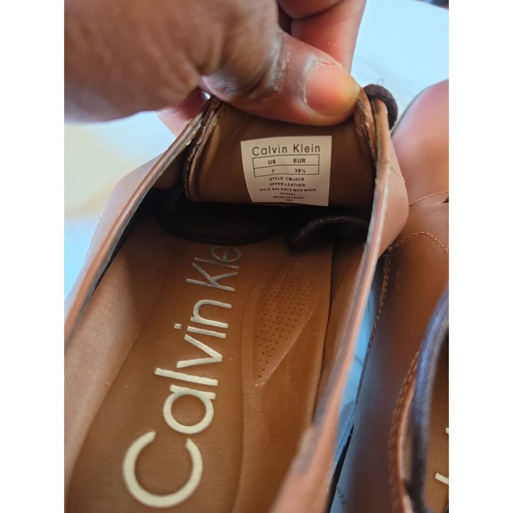 Calvin Klein Men's Carl Smooth Calf Leather Oxford Shoes Brown/Tan Size 7
